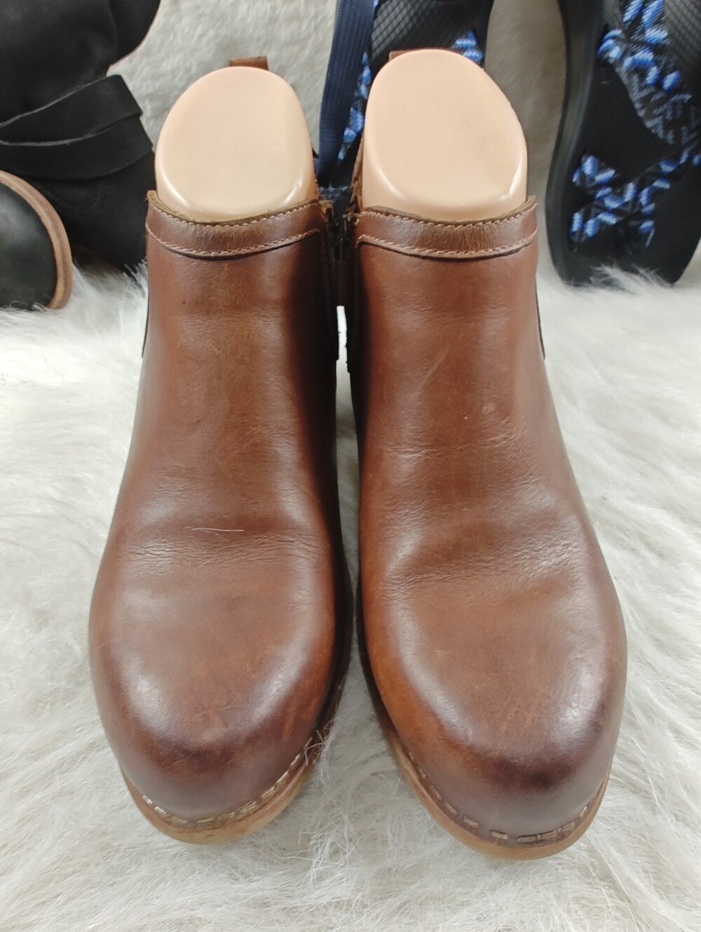 Dansko  Harlene Brown Leather Ankle Booties Side Zip Boho Preppy EU 37 US 6.5-7